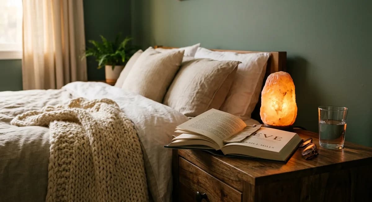 Nachttisch mit Ölen und Diffuser