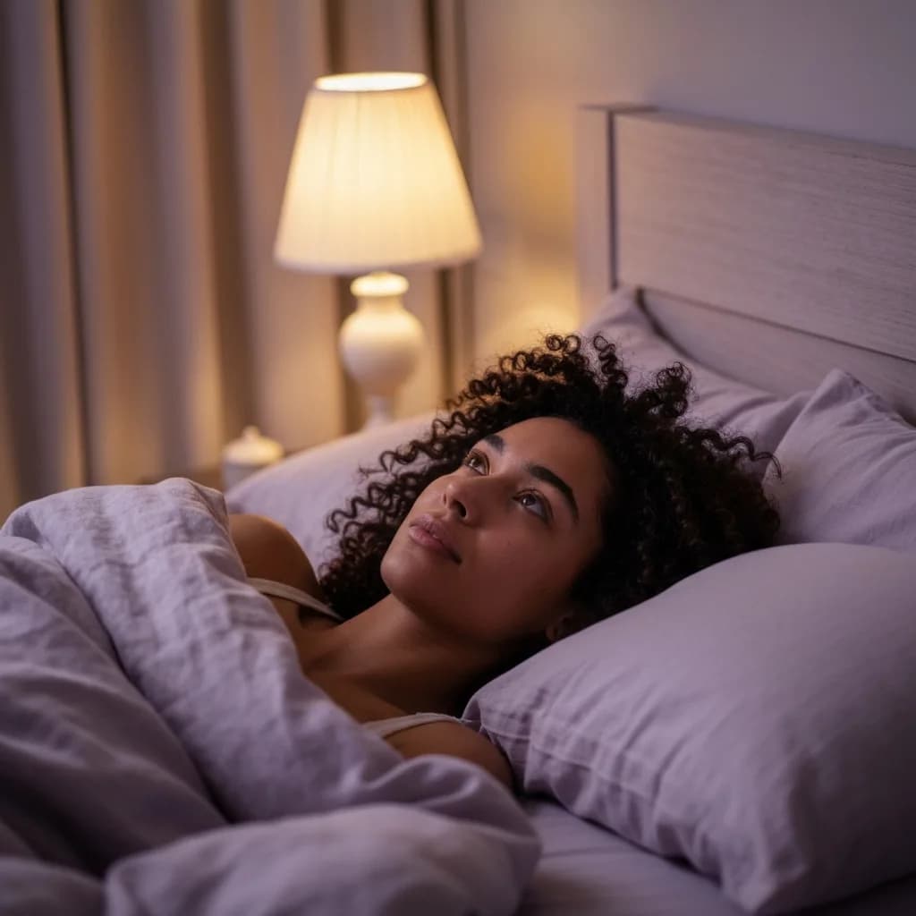 Frau liegt schlaflos im Bett – Einschlafprobleme natürlich lösen