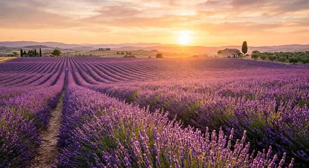 Lavendelfeld bei Sonnenuntergang