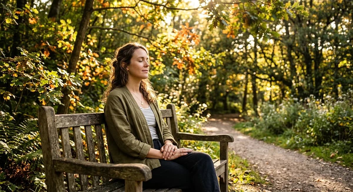 Pause in der Natur auf Parkbank