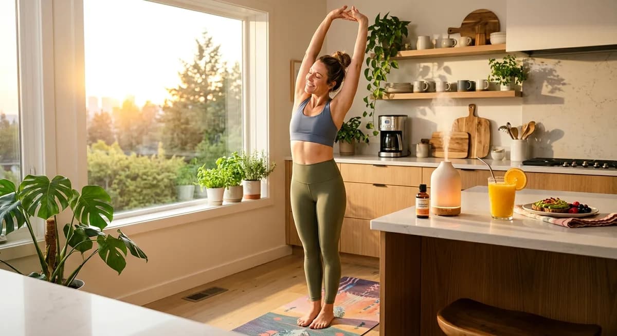 Stretching in der Morgenküche