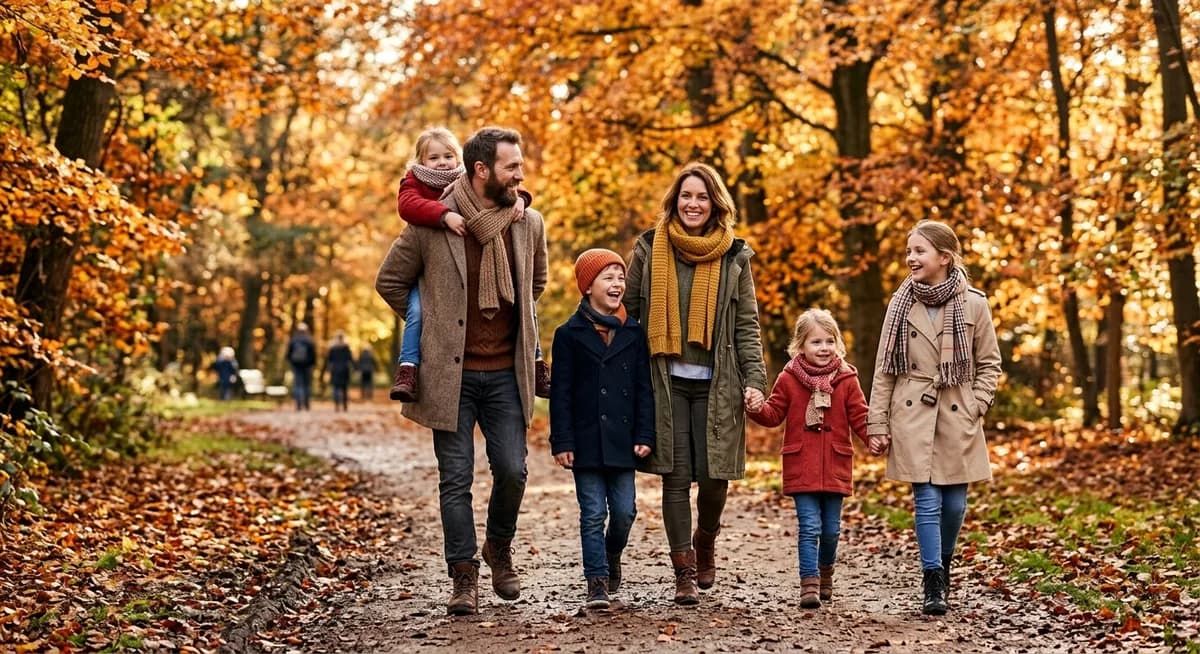 Familie beim Herbstspaziergang
