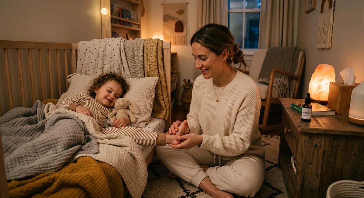 Mutter massiert Kinderfüße