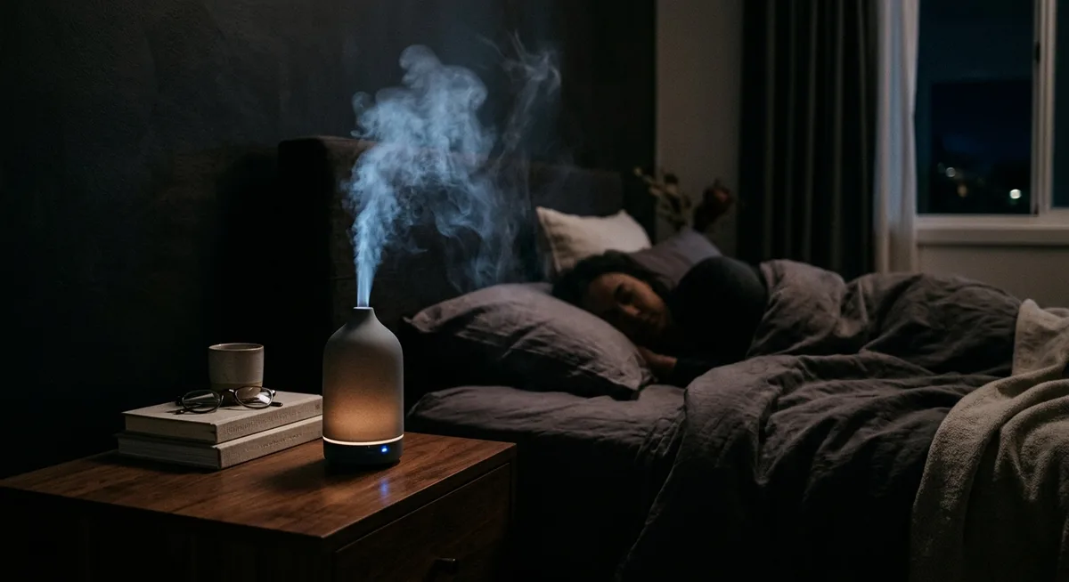 Diffuser im dunklen Schlafzimmer